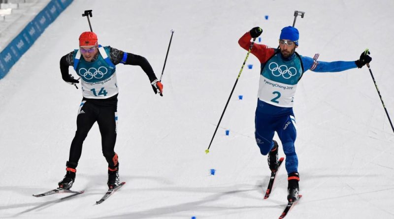 Photo finish JO 2018 Martin Fourcade et Simon Schempp, Mass Start